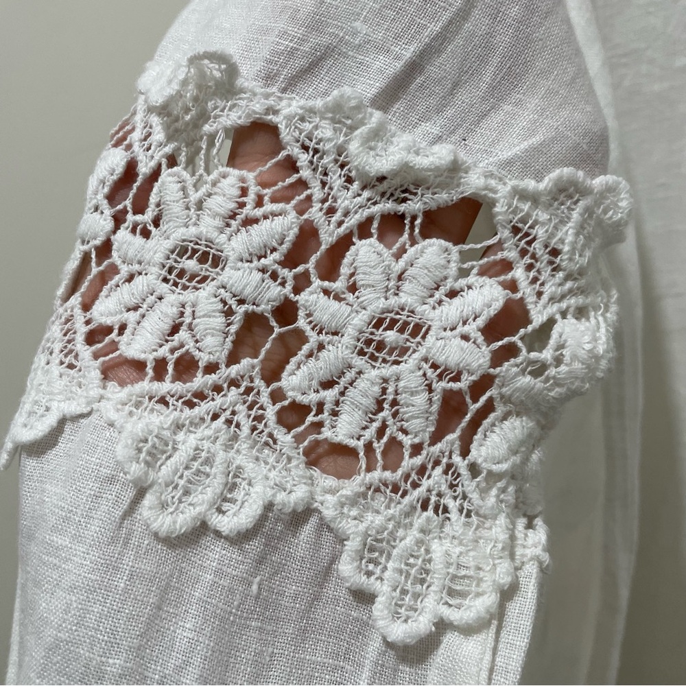 Elegant White Lace Trim Blouse - Picture 10 of 14